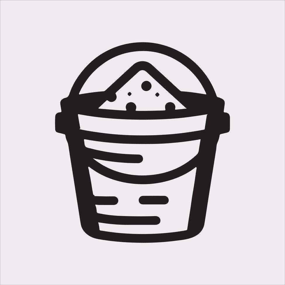 Bucket outline linear style silhouette illustration on white background vector