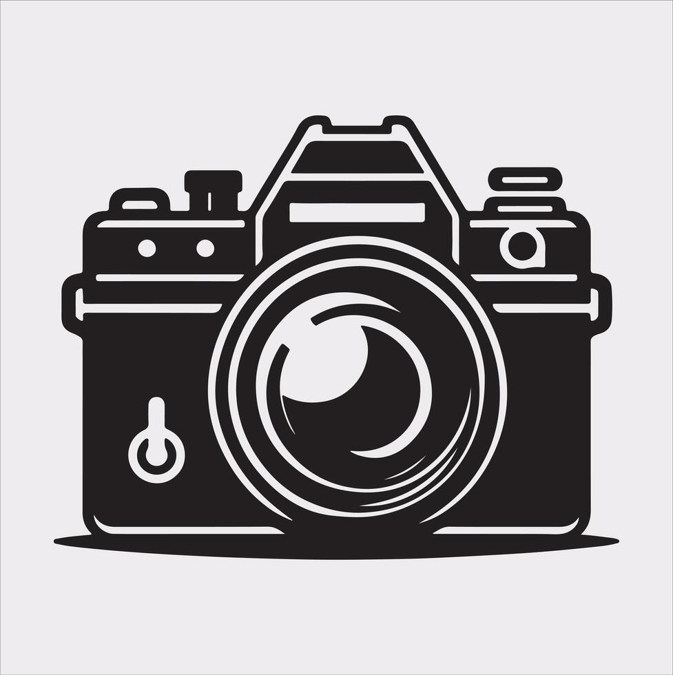 Camera silhouette on white background vector