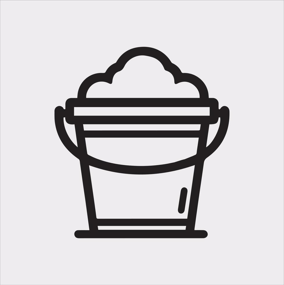 Bucket outline linear style silhouette illustration on white background vector
