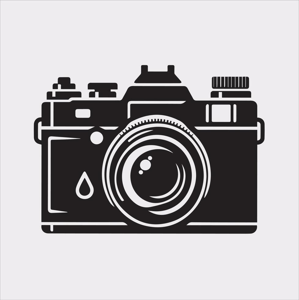 Camera silhouette on white background vector
