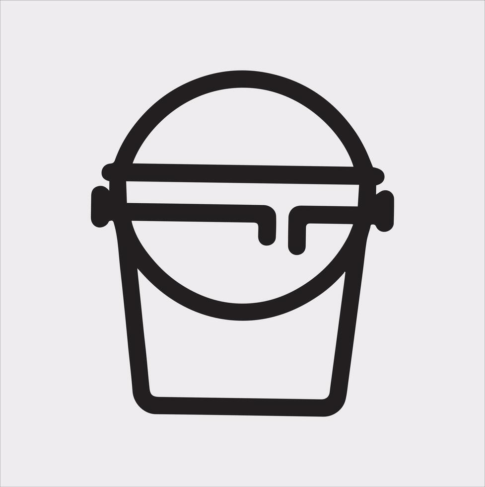 Bucket outline linear style silhouette illustration on white background vector