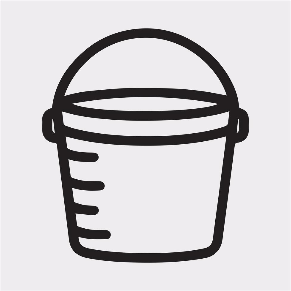 Bucket outline linear style silhouette illustration on white background vector