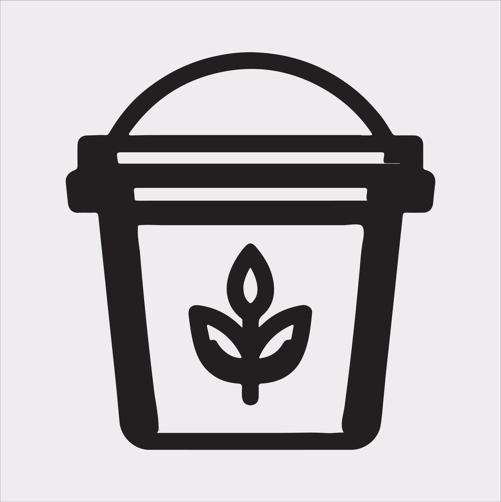 Bucket outline linear style silhouette illustration on white background vector