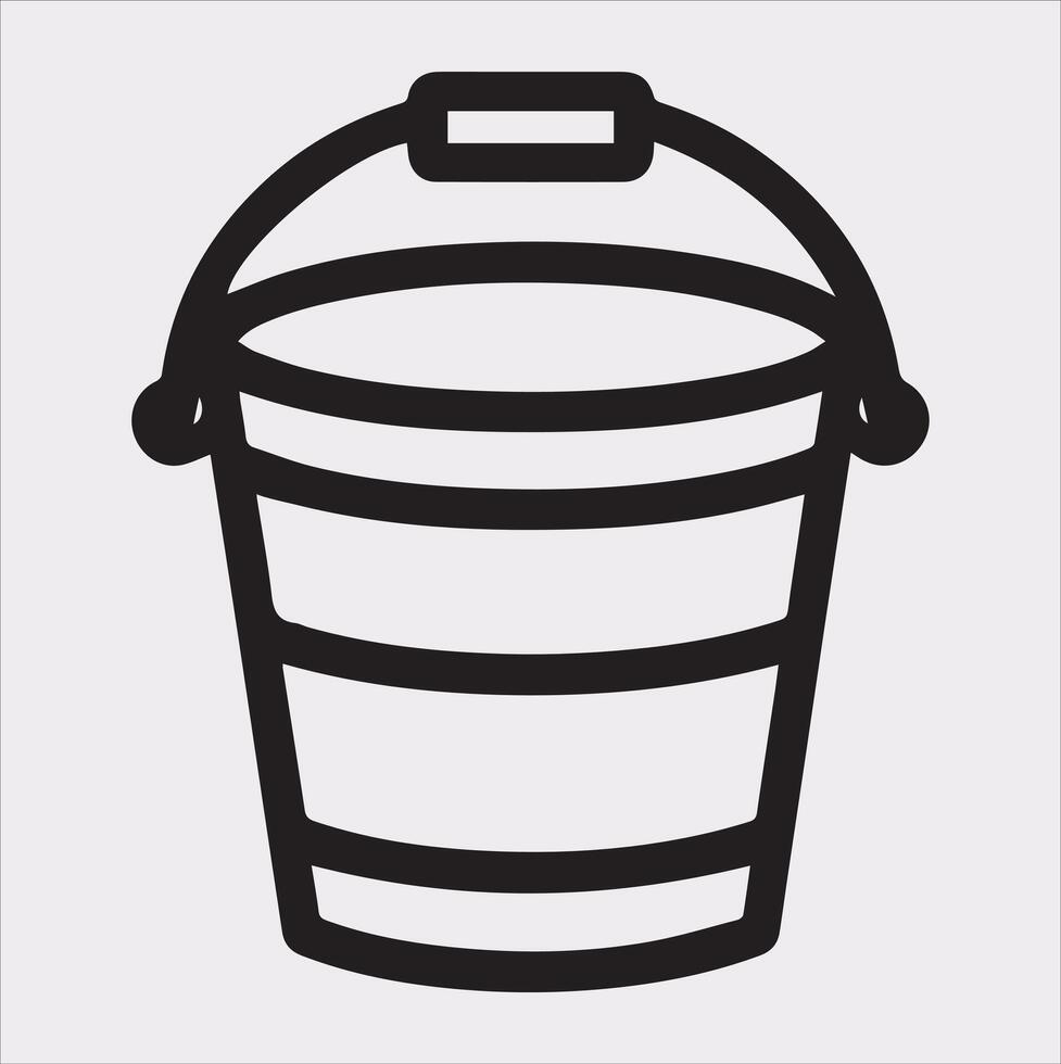 Bucket outline linear style silhouette illustration on white background vector