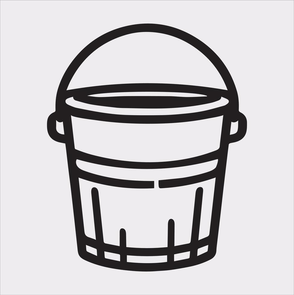 Bucket outline linear style silhouette illustration on white background vector