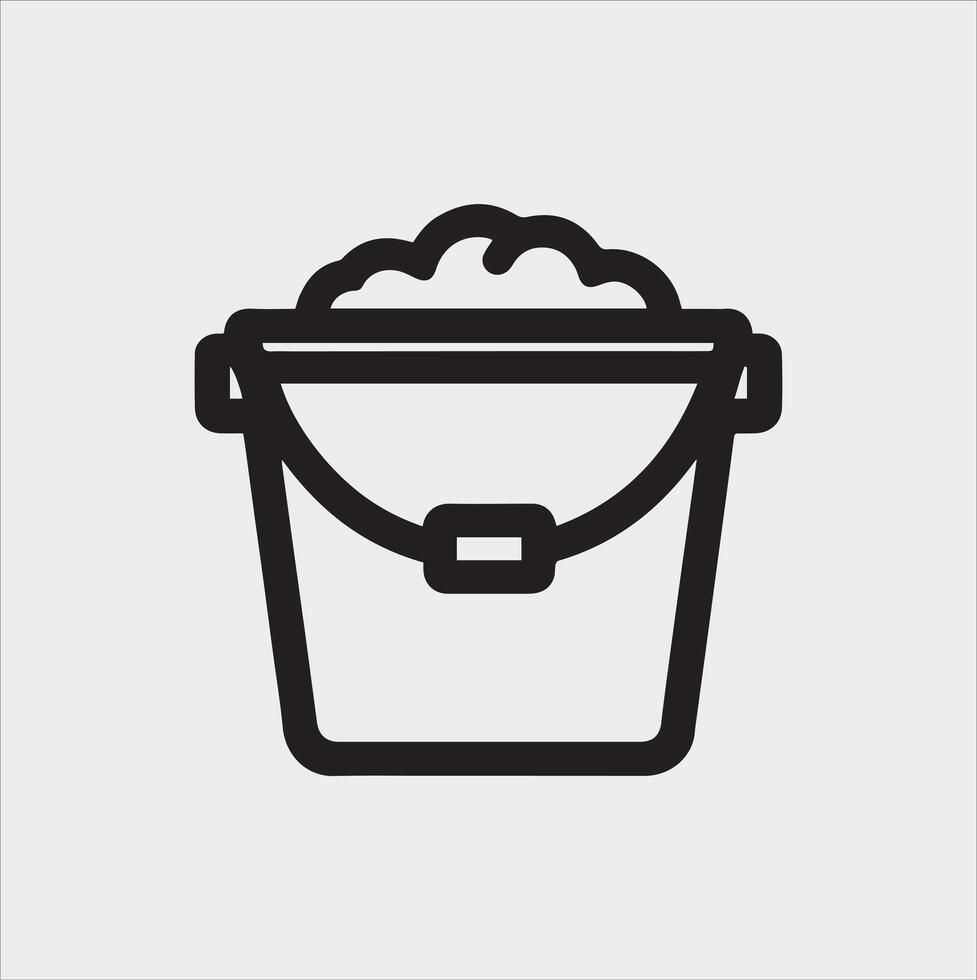 Bucket outline linear style silhouette illustration on white background vector