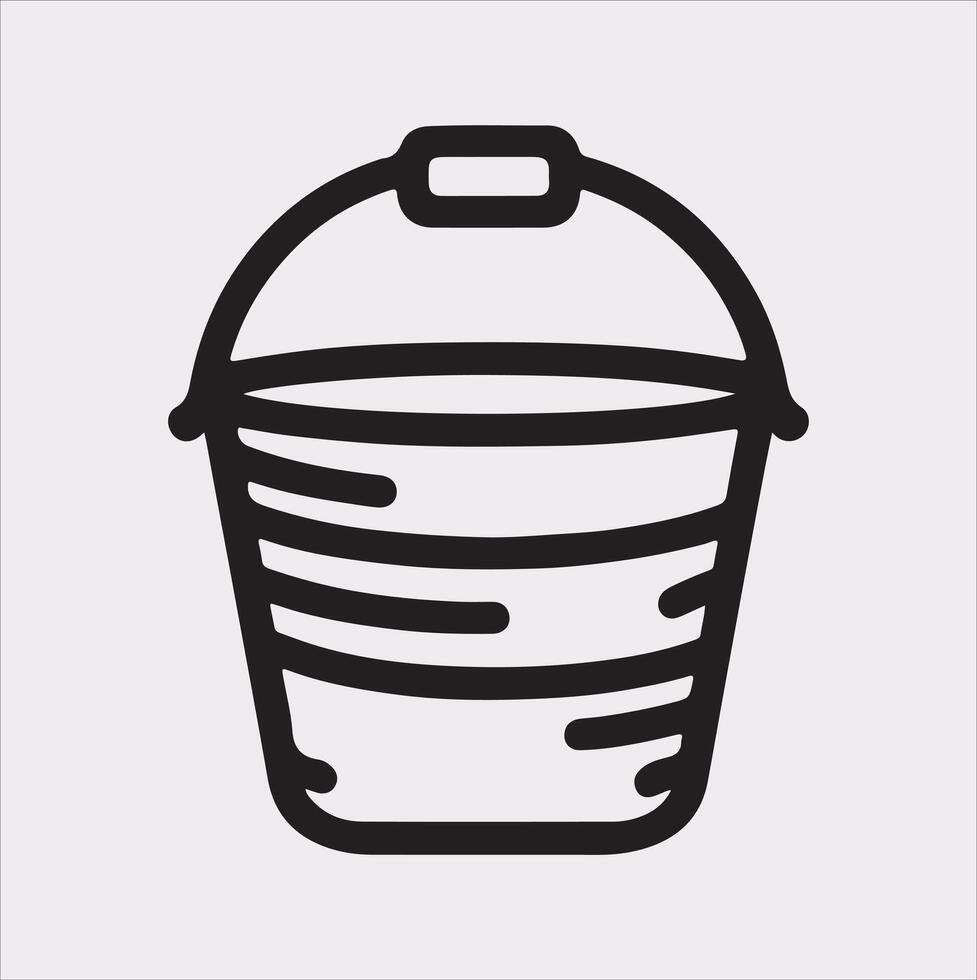 Bucket outline linear style silhouette illustration on white background vector