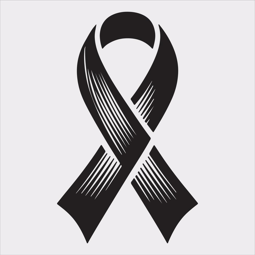 Cancer Ribbon silhouette on white background cancer awareness. Symbol healthcare vector