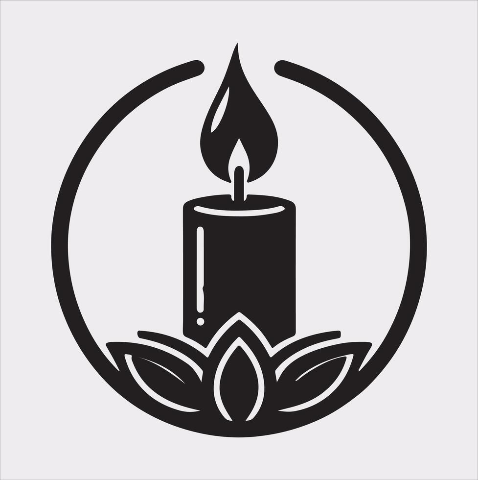 Candle logotype silhouette on white background vector