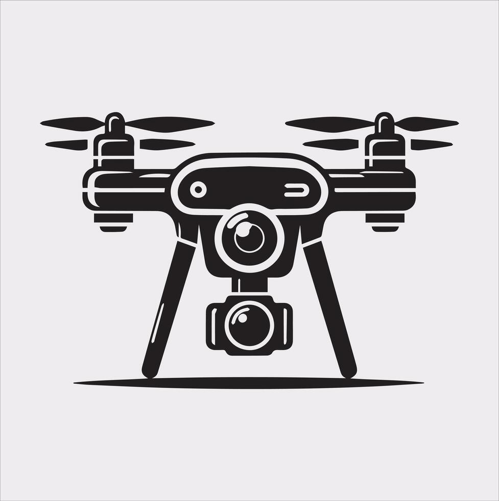 drone silhouette illustration on white background vector