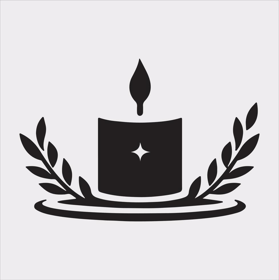 Candle logotype silhouette on white background vector
