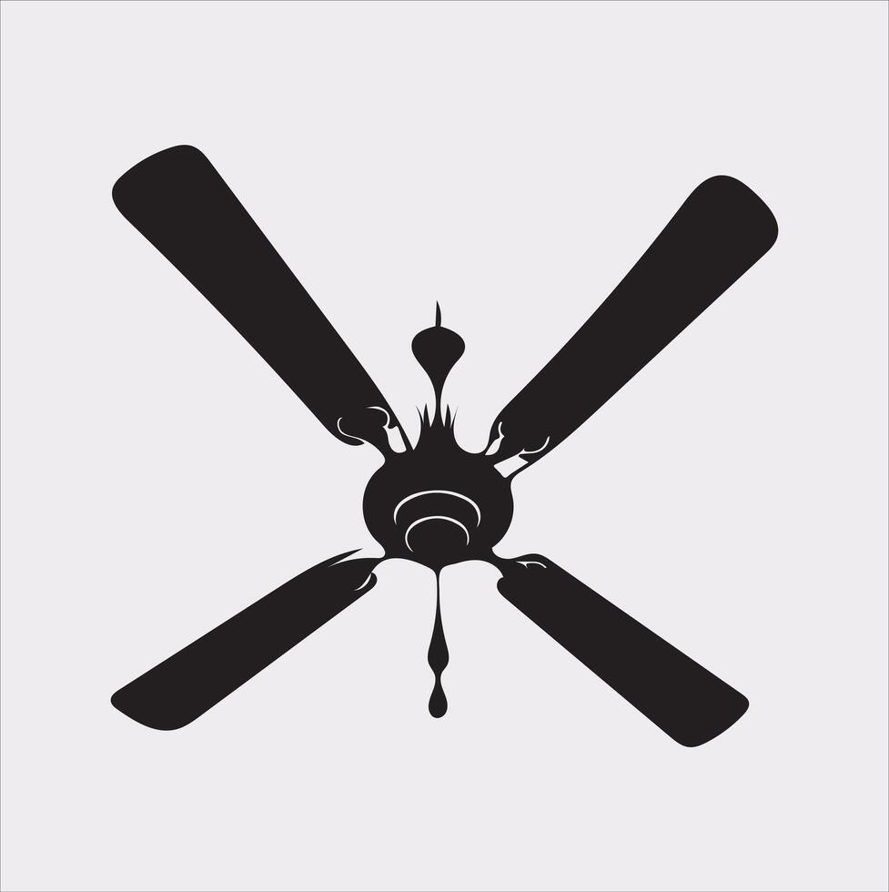 a ceiling fan silhouette on white background vector