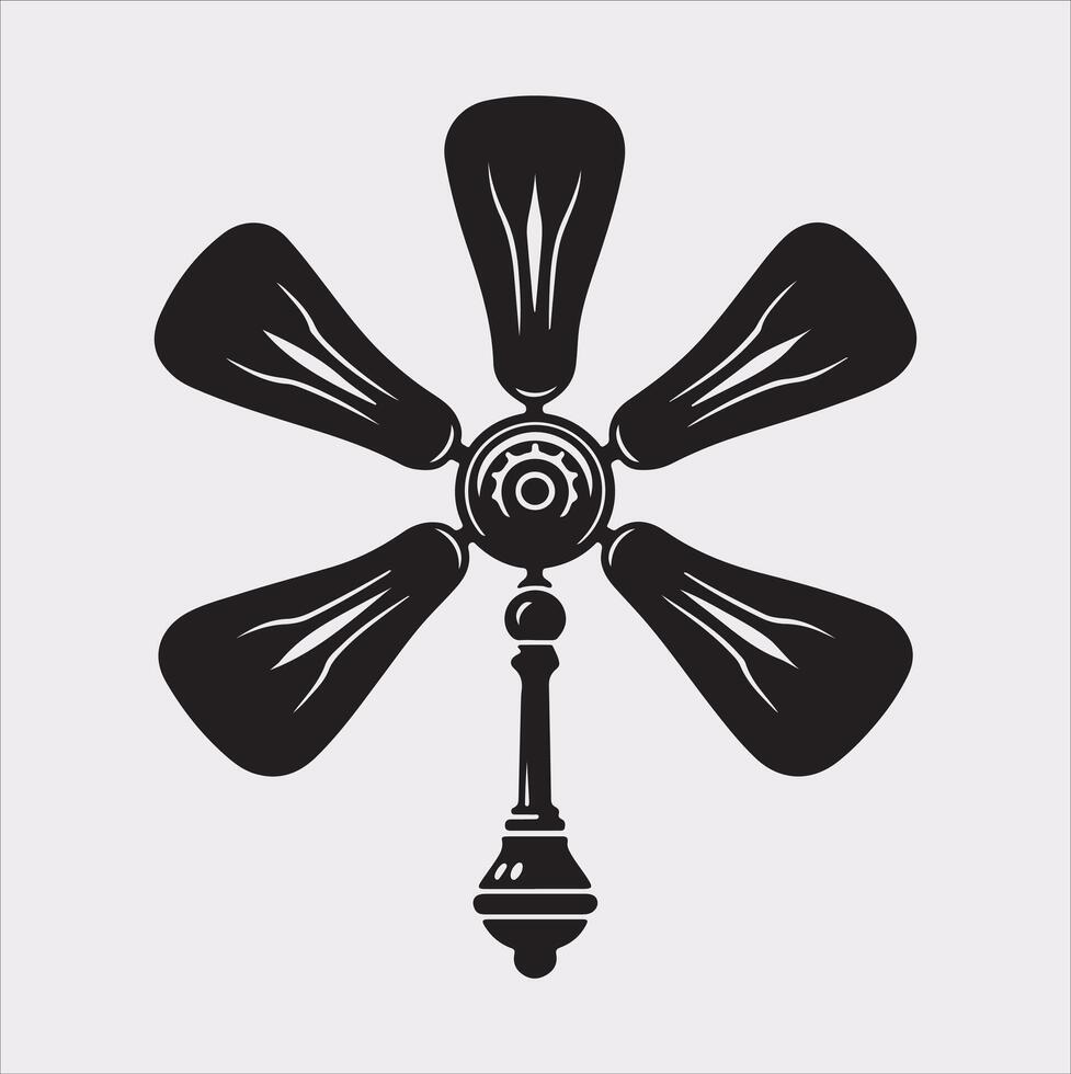 a ceiling fan silhouette on white background vector