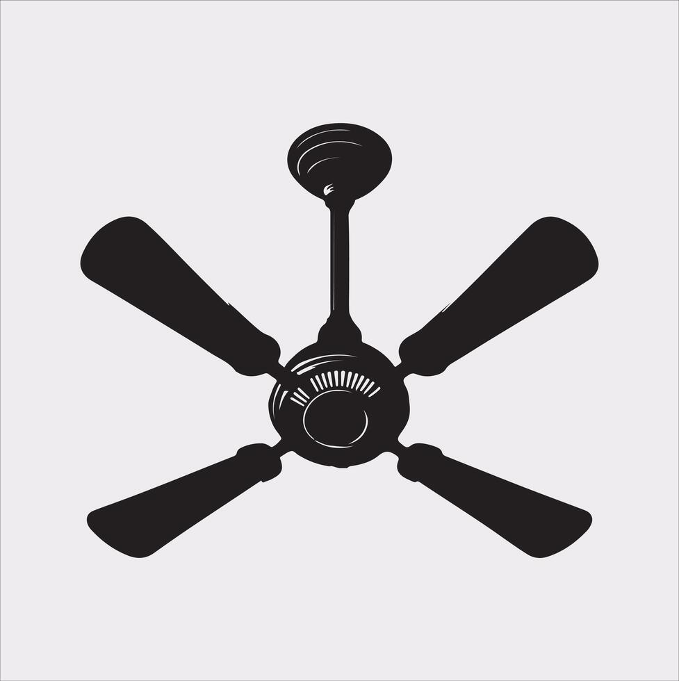 a ceiling fan silhouette on white background vector