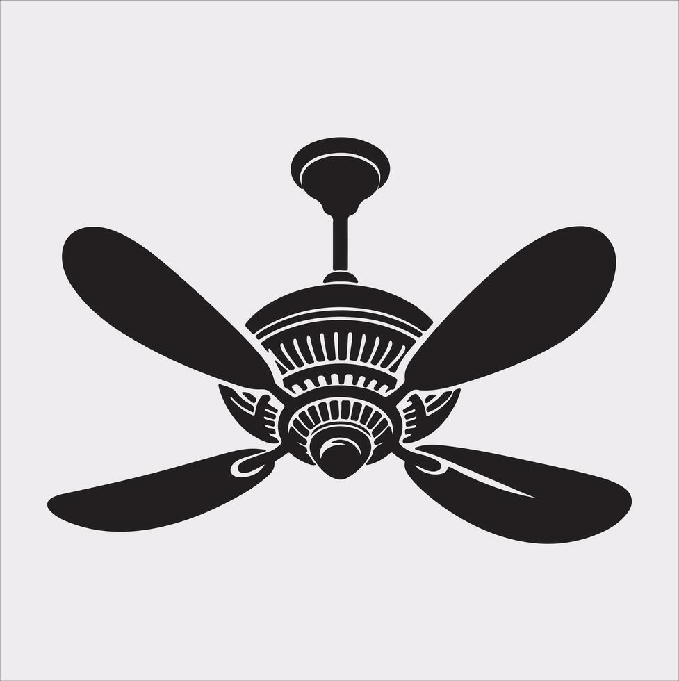 a ceiling fan silhouette on white background vector