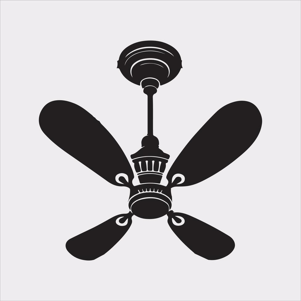 a ceiling fan silhouette on white background vector