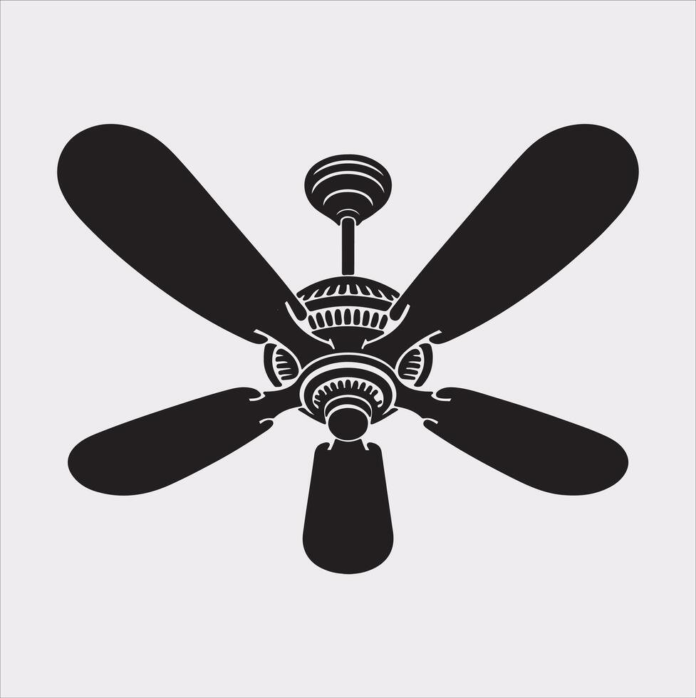 a ceiling fan silhouette on white background vector