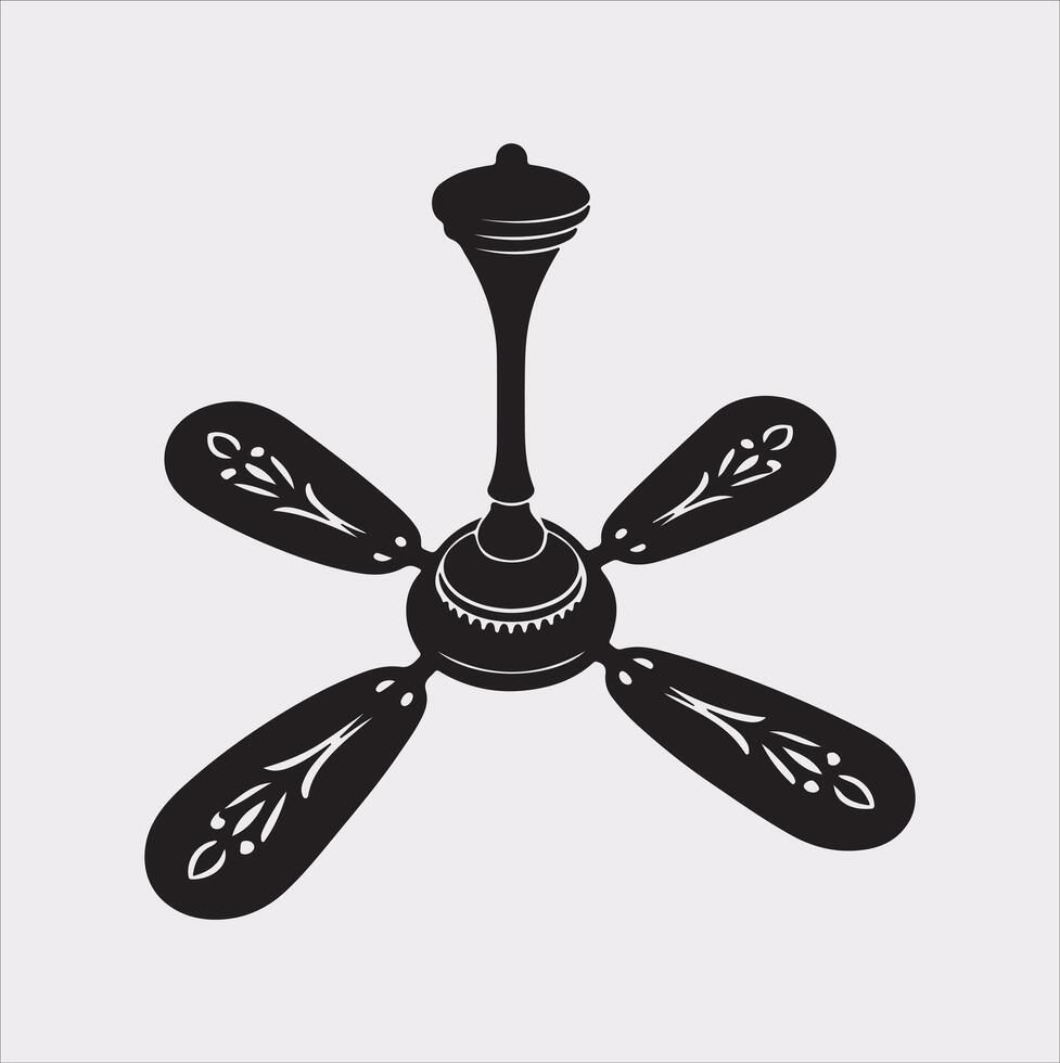 a ceiling fan silhouette on white background vector