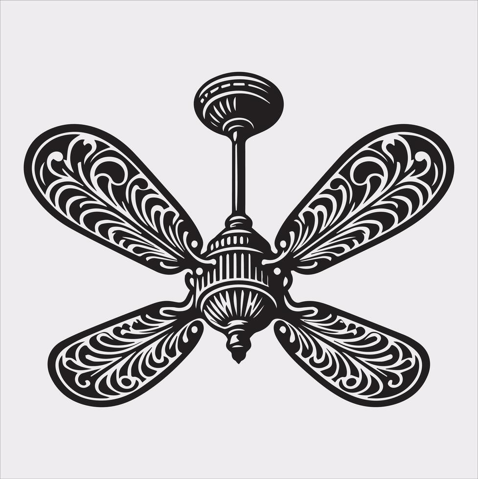 a ceiling fan silhouette on white background vector