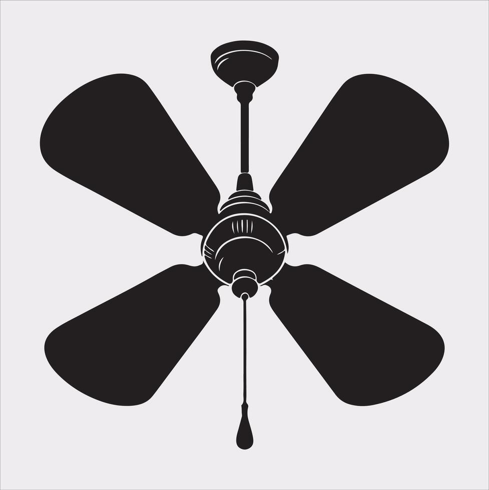 a ceiling fan silhouette on white background vector