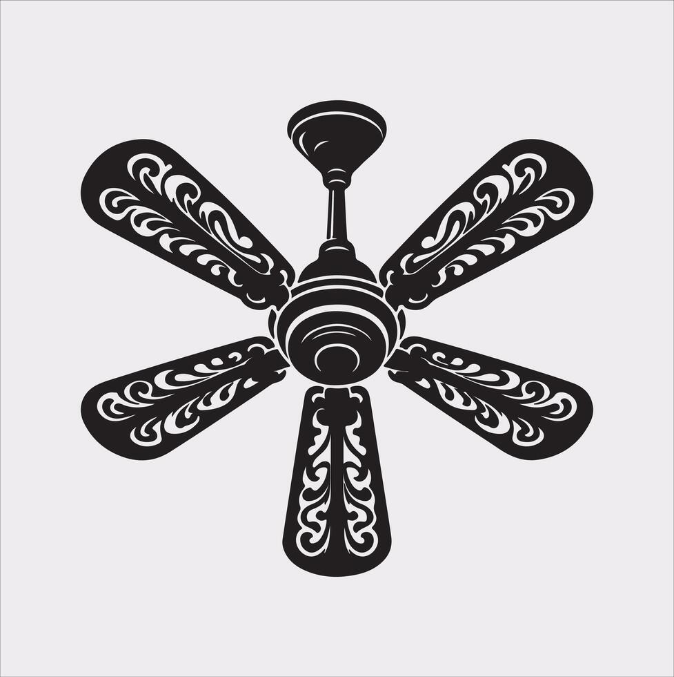 a ceiling fan silhouette on white background vector