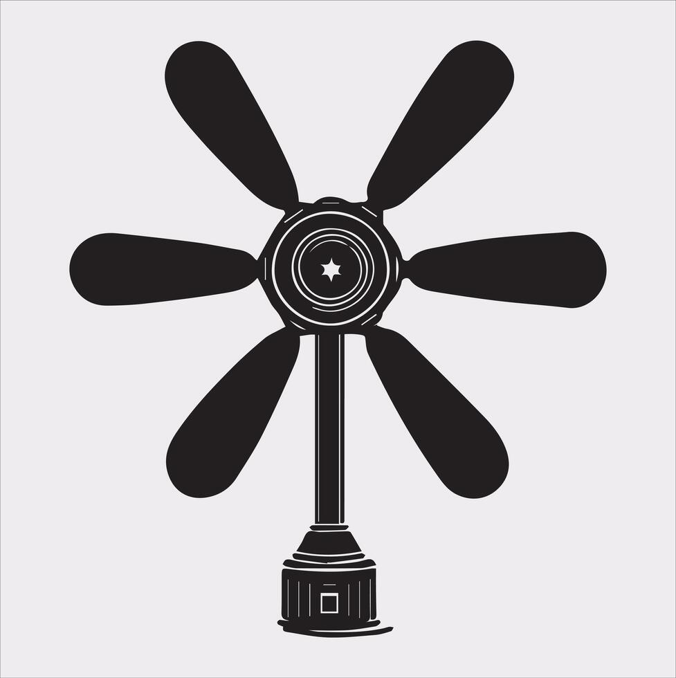 a ceiling fan silhouette on white background vector