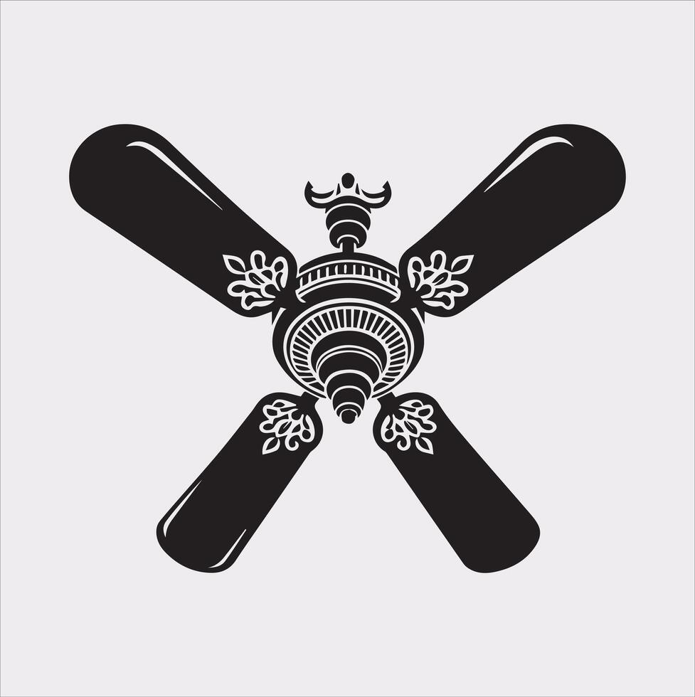 a ceiling fan silhouette on white background vector