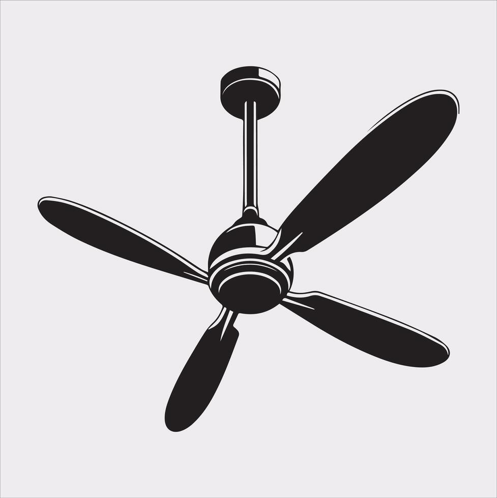 a ceiling fan silhouette on white background vector