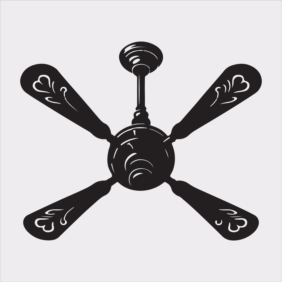 a ceiling fan silhouette on white background vector