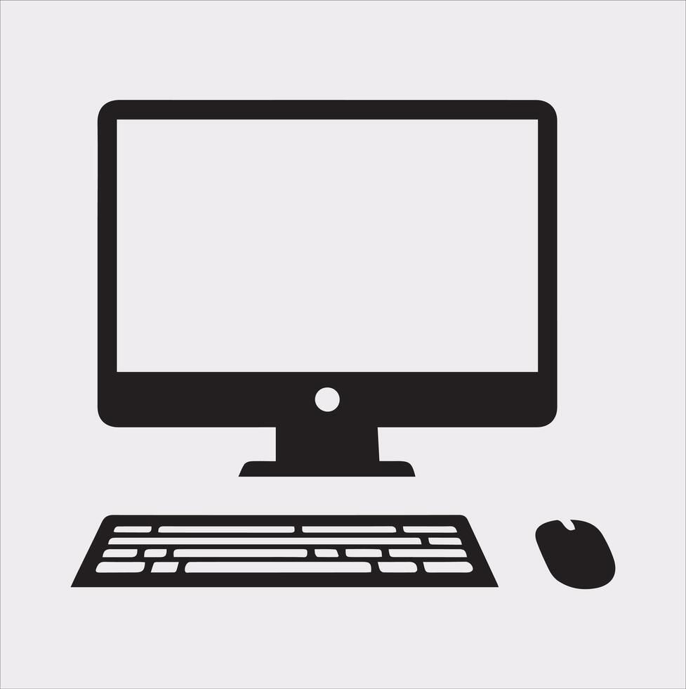 computer set silhouette on white background vector