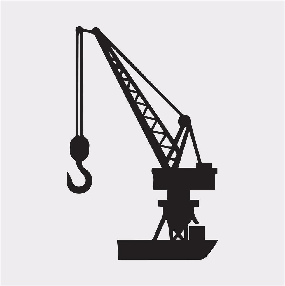 Building Crane and hook logo design silhouette on white background vector
