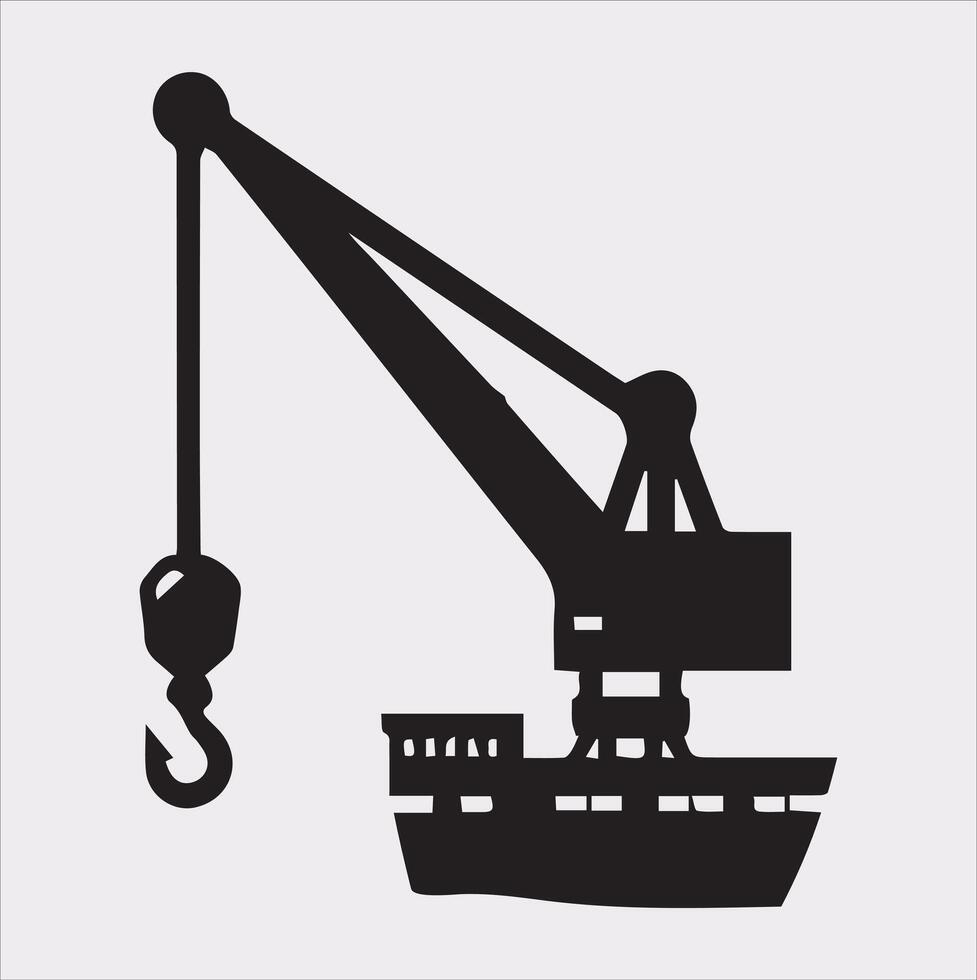 Building Crane and hook logo design silhouette on white background vector