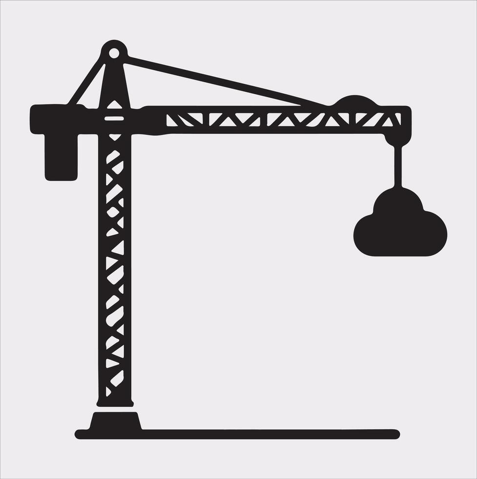 Building Crane and hook logo design silhouette on white background vector