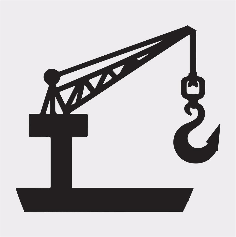 Building Crane and hook logo design silhouette on white background vector