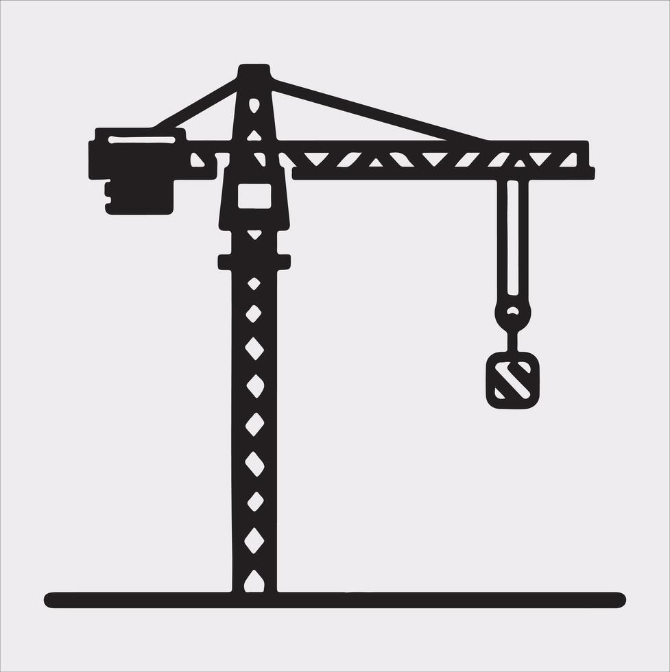 Building Crane and hook logo design silhouette on white background vector