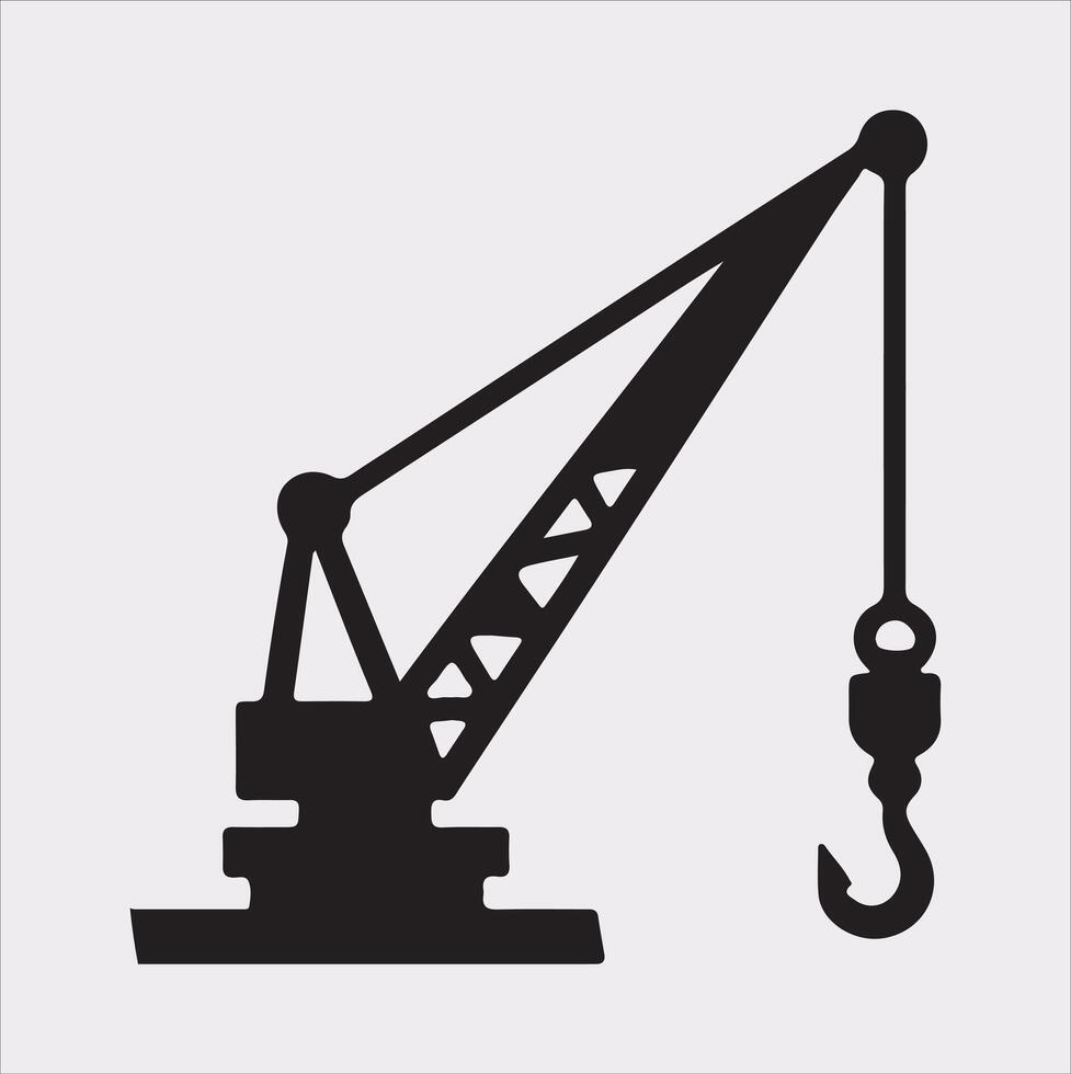 Building Crane and hook logo design silhouette on white background vector