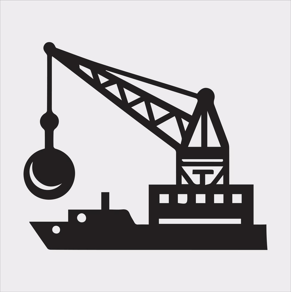 Building Crane and hook logo design silhouette on white background vector
