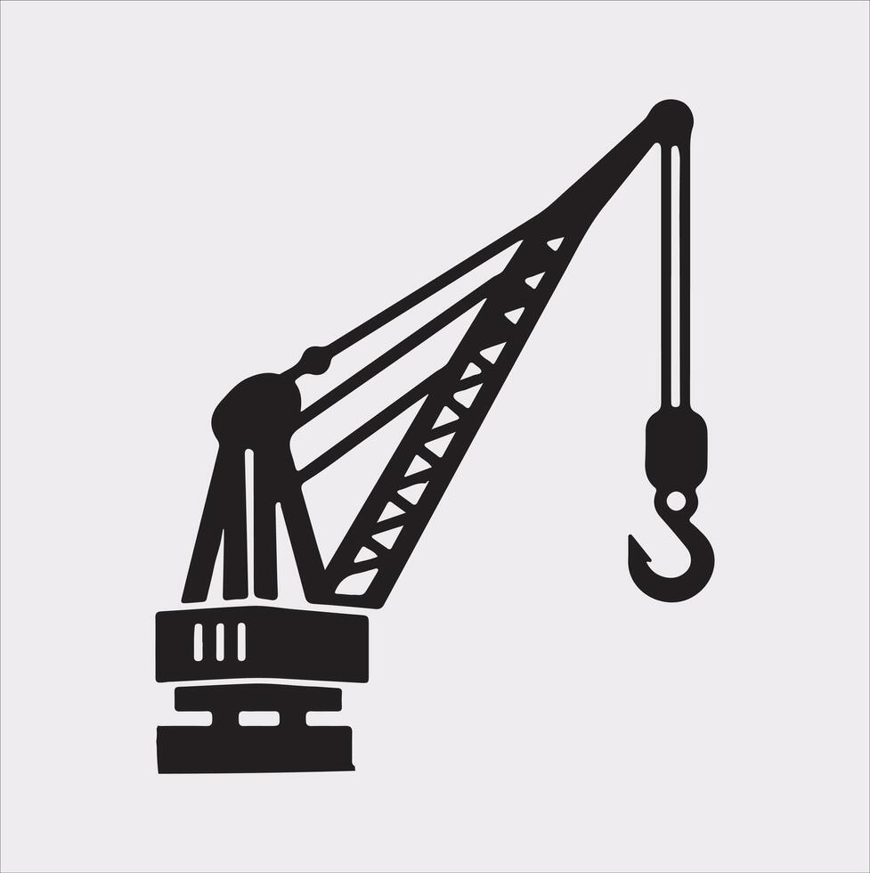 Building Crane and hook logo design silhouette on white background vector