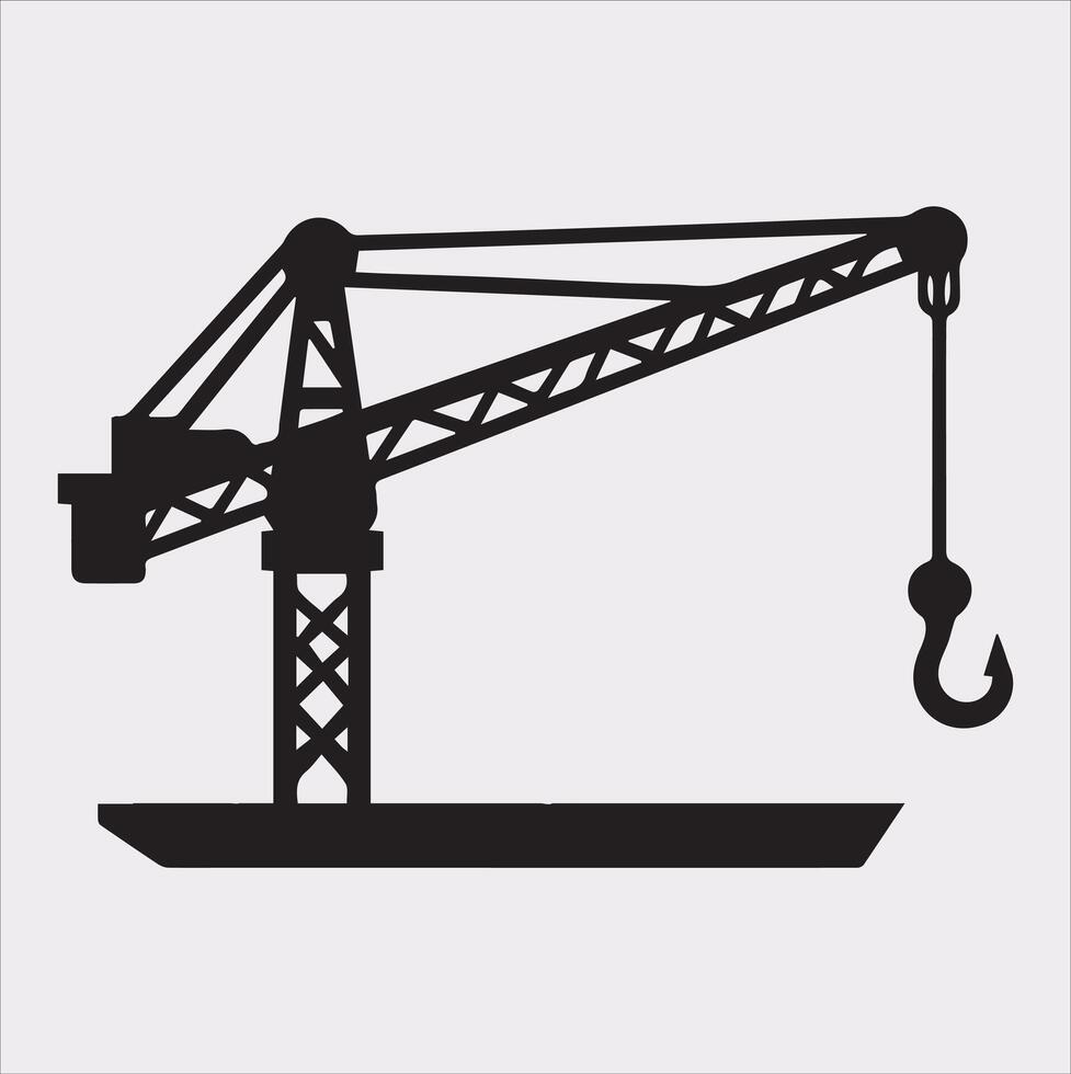 Building Crane and hook logo design silhouette on white background vector