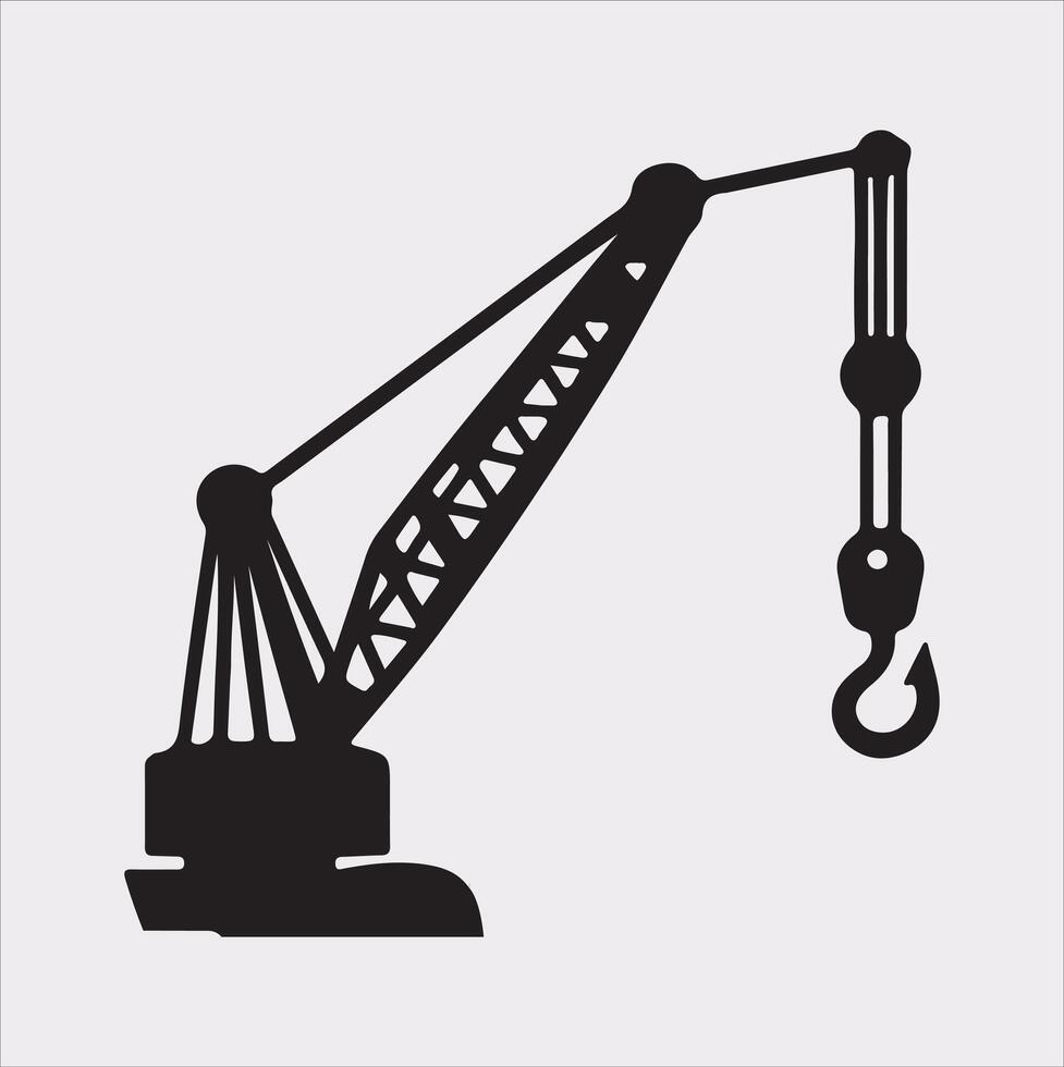 Building Crane and hook logo design silhouette on white background vector