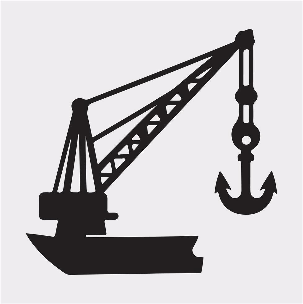 Building Crane and hook logo design silhouette on white background vector