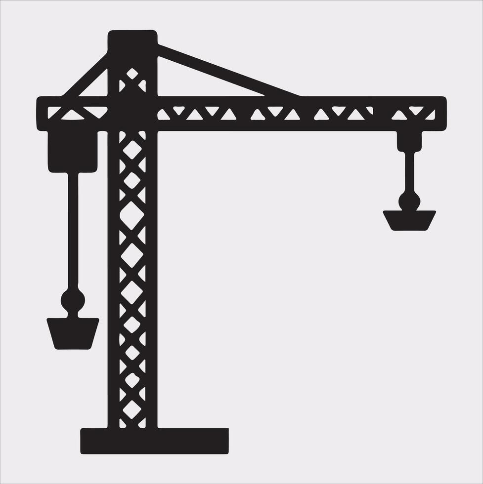 Building Crane and hook logo design silhouette on white background vector