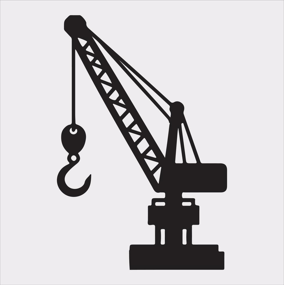 Building Crane and hook logo design silhouette on white background vector