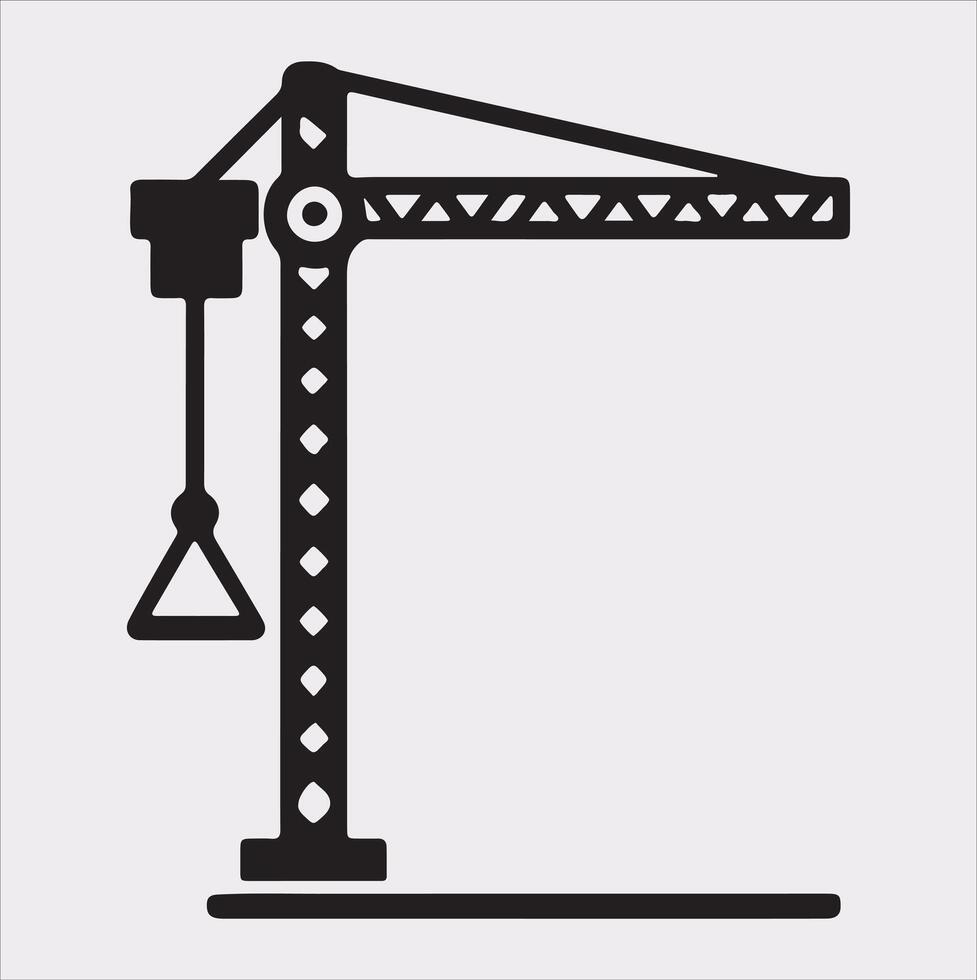 Building Crane and hook logo design silhouette on white background vector