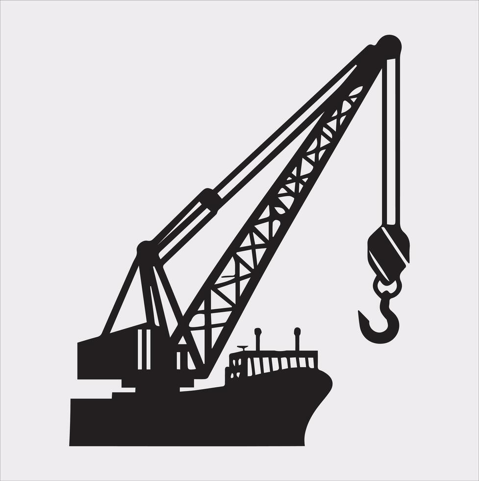 Building Crane and hook logo design silhouette on white background vector