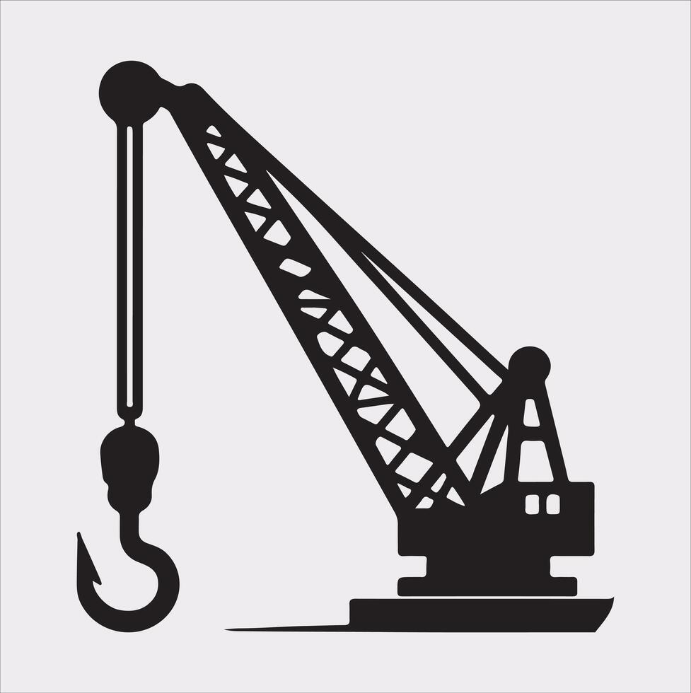 Building Crane and hook logo design silhouette on white background vector