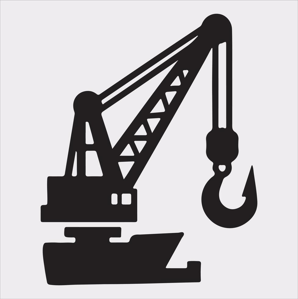 Building Crane and hook logo design silhouette on white background vector