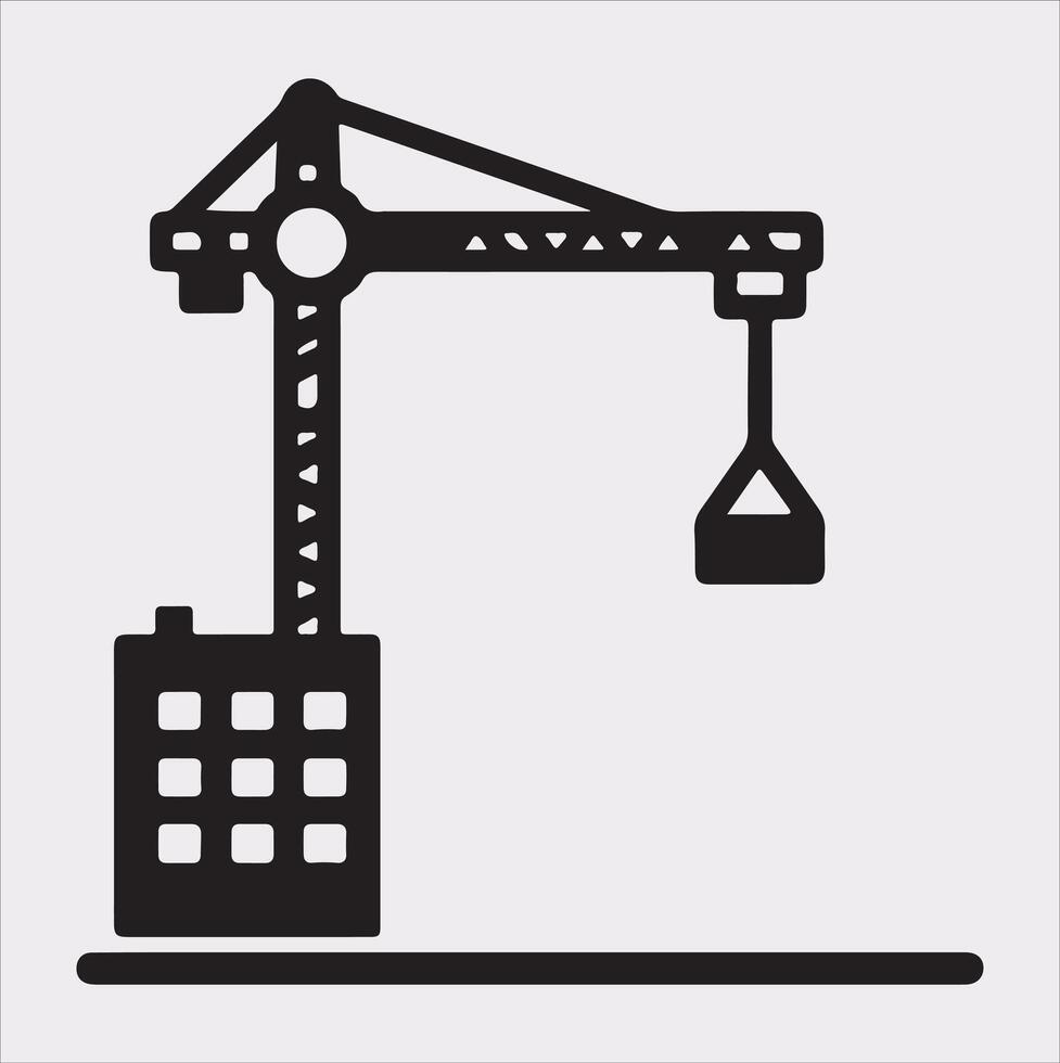 Building Crane and hook logo design silhouette on white background vector