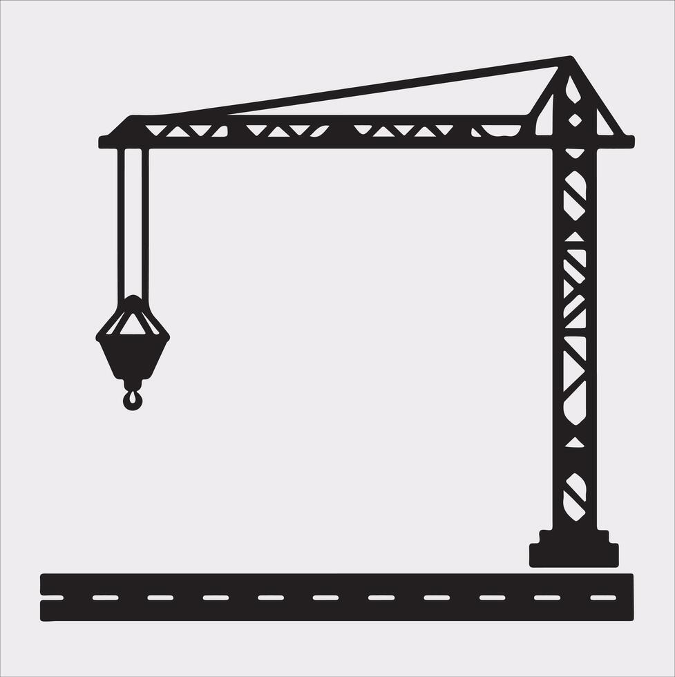 Building Crane and hook logo design silhouette on white background vector