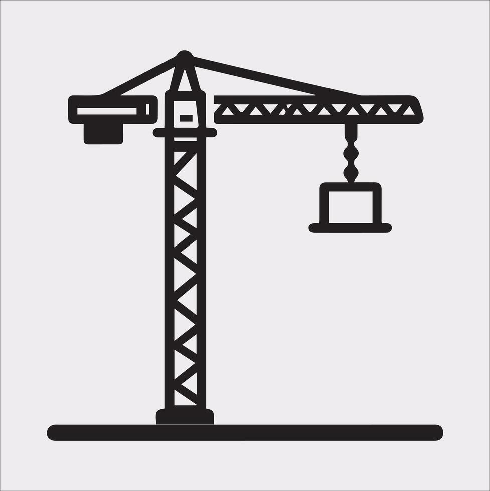 Building Crane and hook logo design silhouette on white background vector